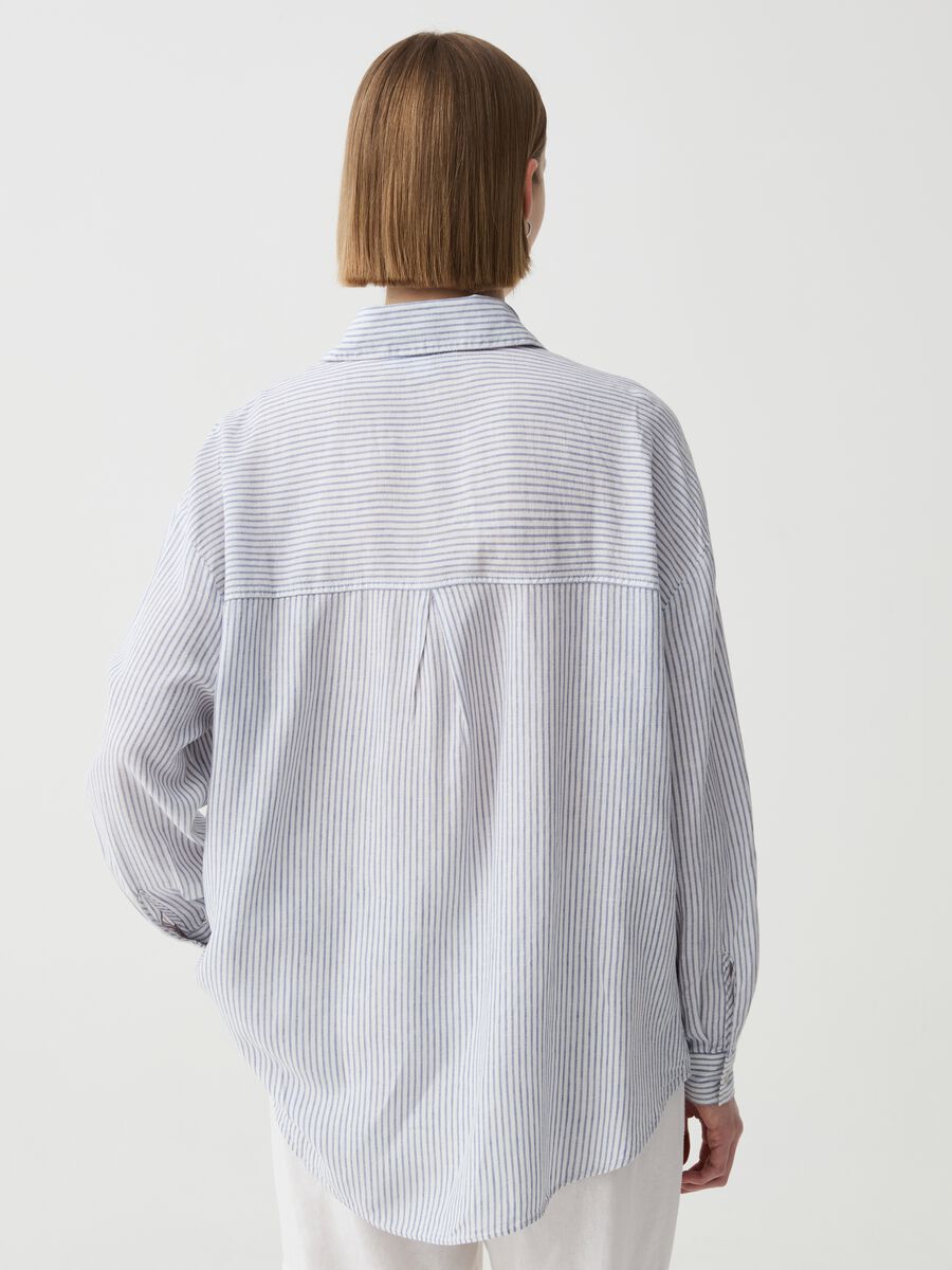Linen and viscose oversized shirt with pocket_2