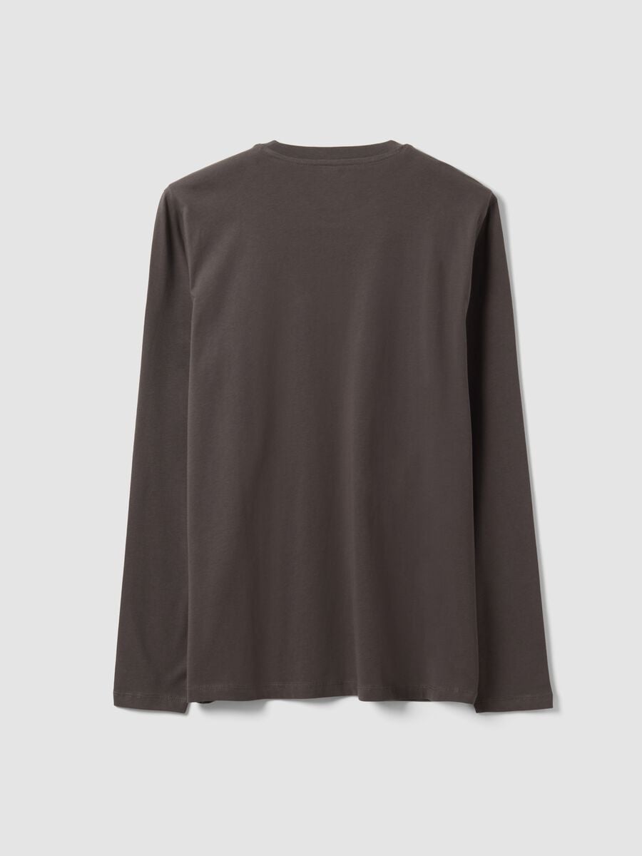 Grey long-sleeve crew-neck T-shirt in 100% organic cotton_2