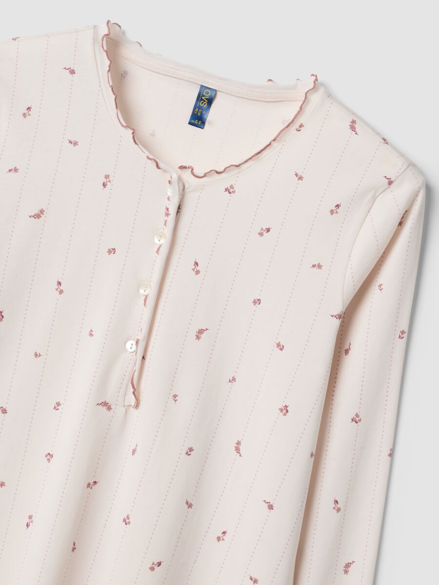 Camisa de noite rosa em algod&atilde;o org&acirc;nico puro com gola redonda_1