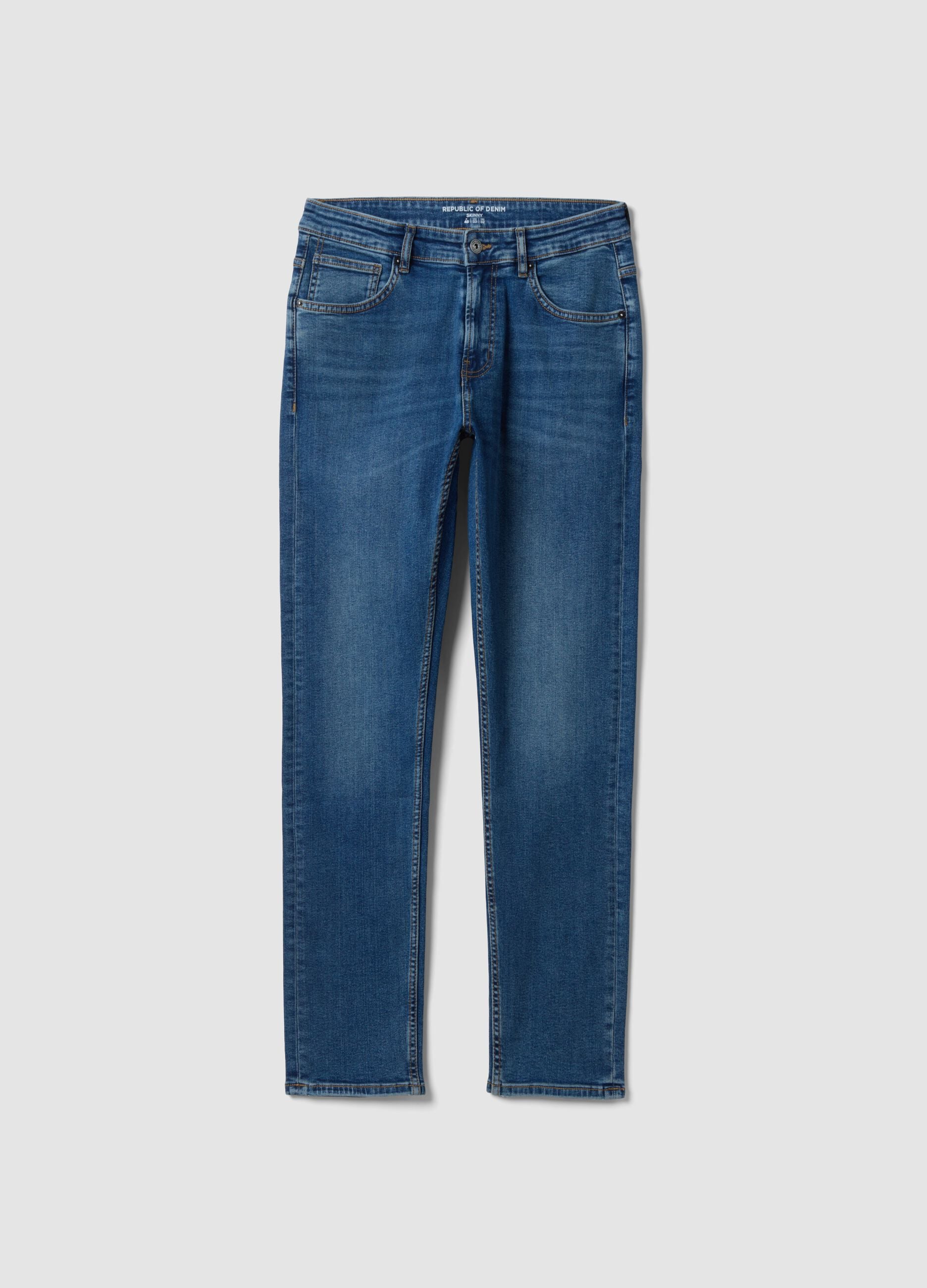 Blaue Skinny-Fit-Jeans aus Stretch-Baumwoll-Denim