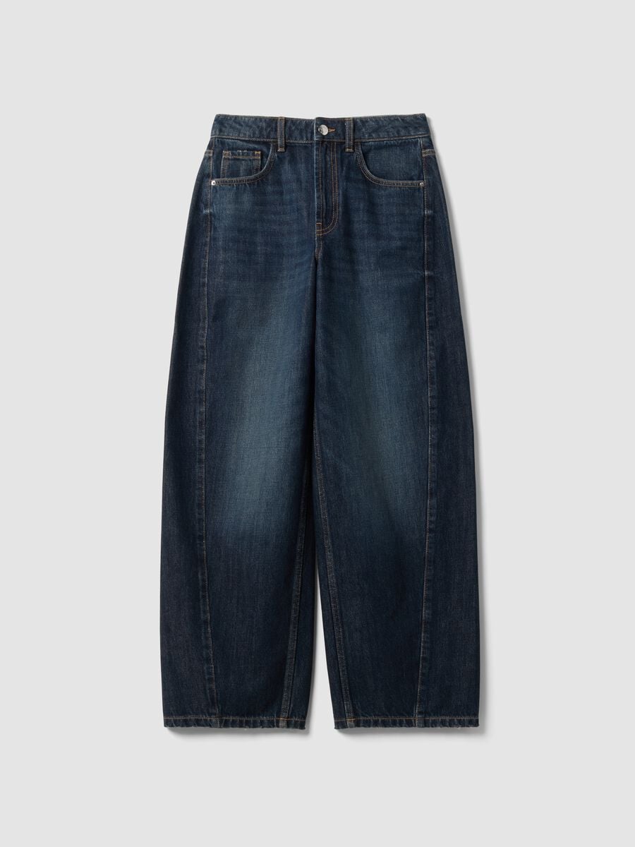 Blaue Balloon-Fit-Jeans aus reiner Baumwolle_4