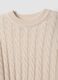 Maglia beige in misto lana a trecce con girocollo over fit_1