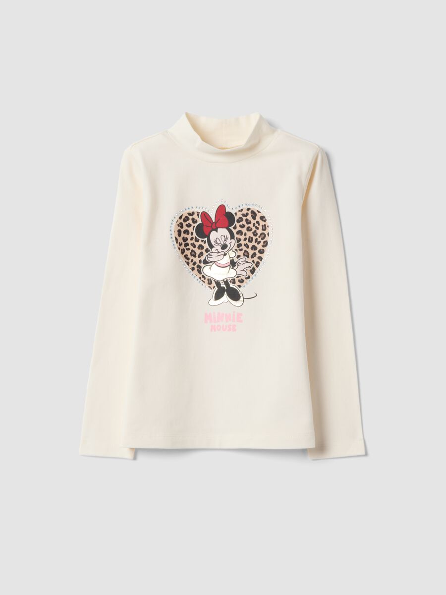 Wei&szlig;es T-Shirt aus Stretch-Baumwolle mit Minnie-Print_0
