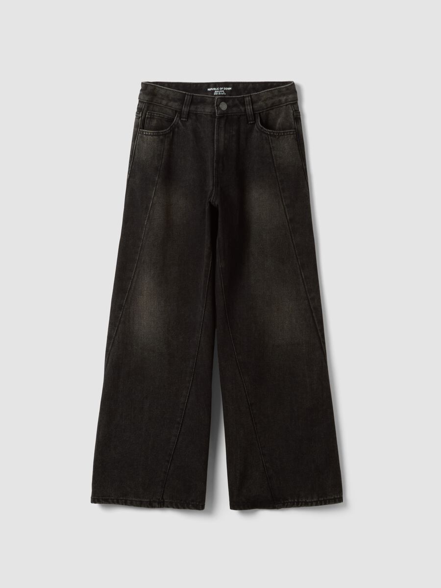 Black balloon-fit jeans in a cotton, viscose, lyocell and wool blend_0