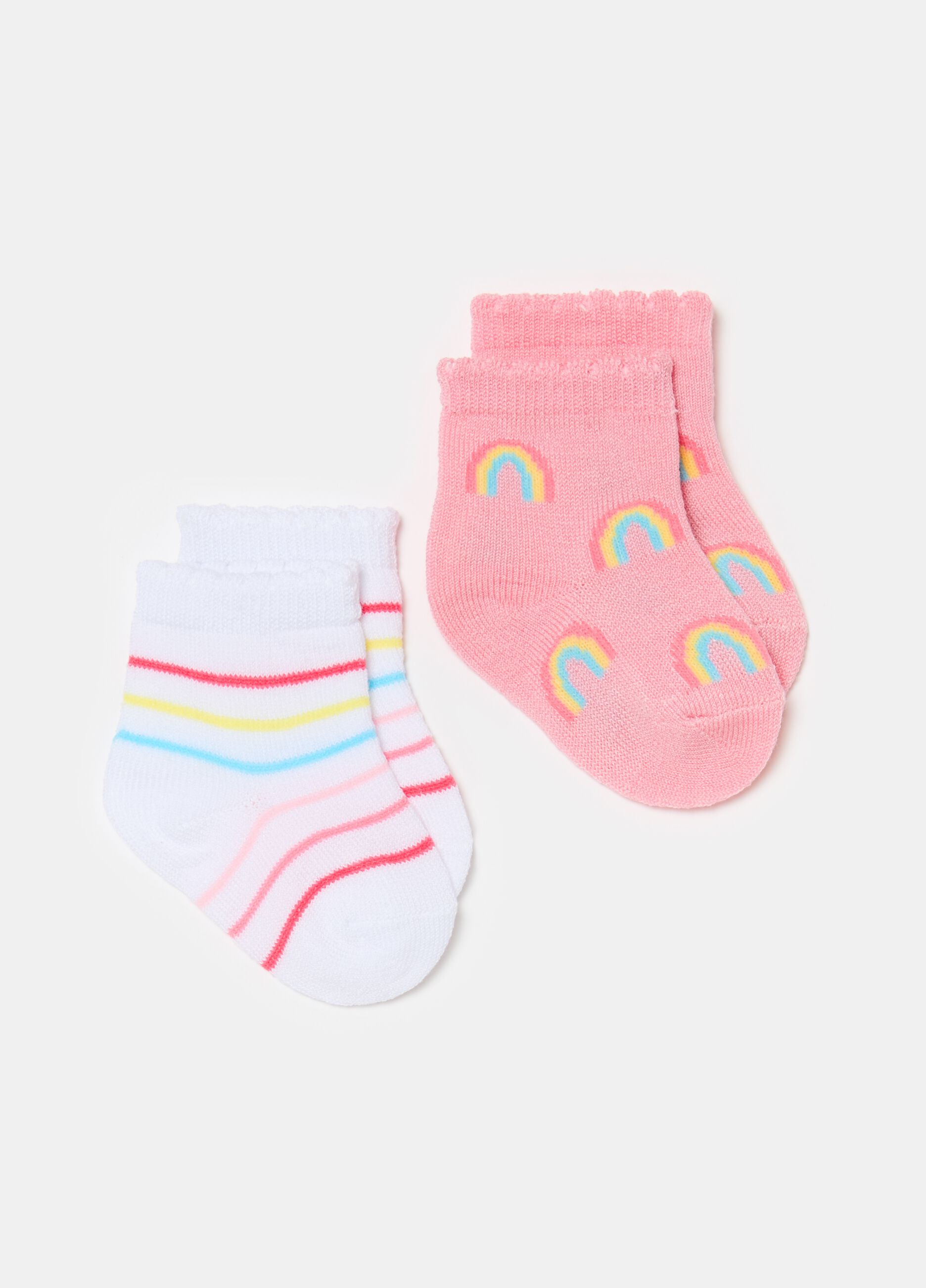 Two-pair pack short stretch socks with design