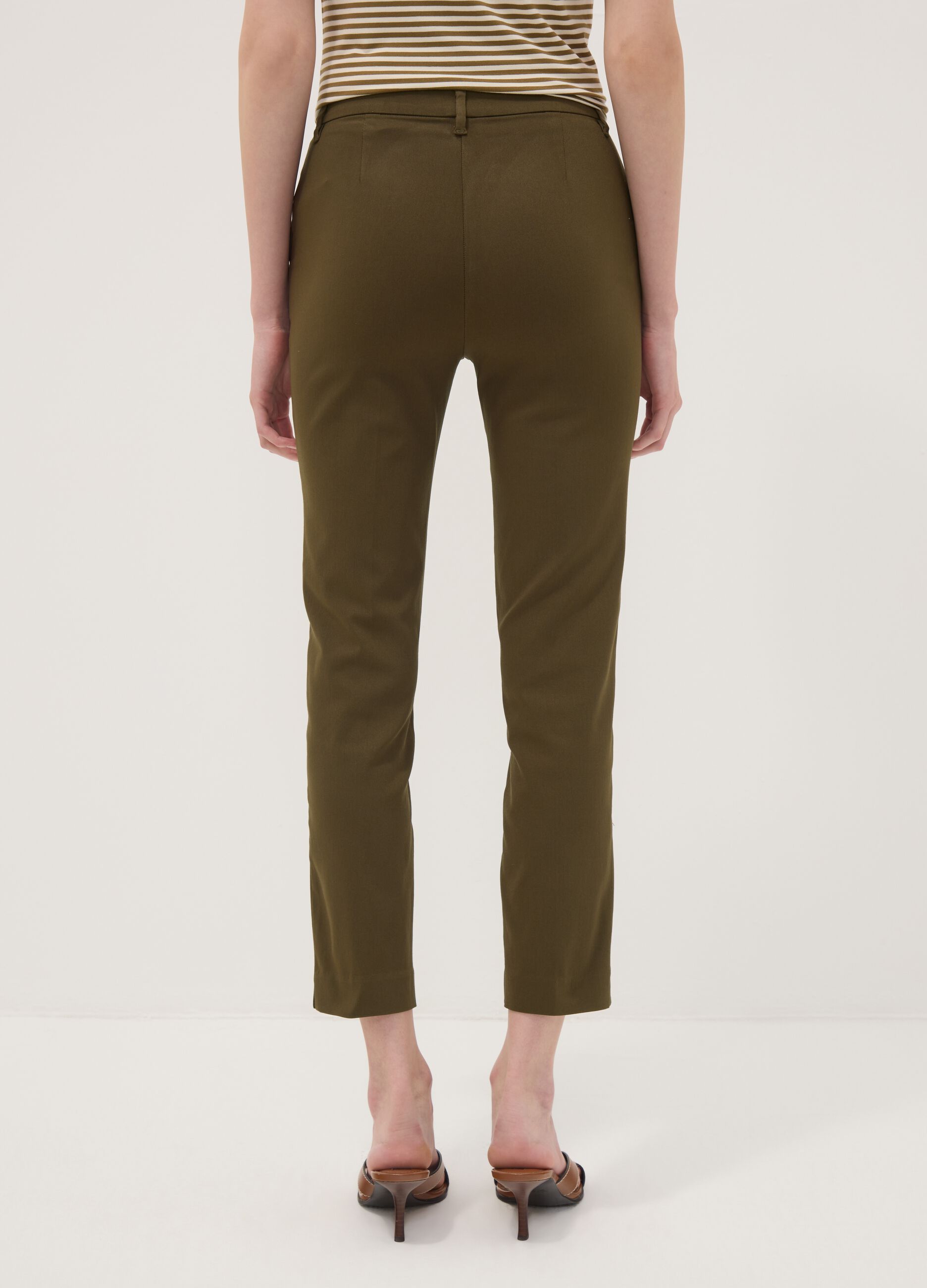 Green slim-fit stretch viscose chino trousers