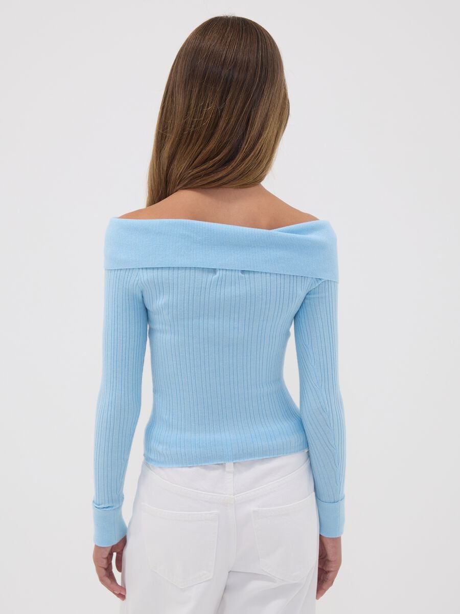 Blue viscose-blend fitted boat-neck top for girls_2