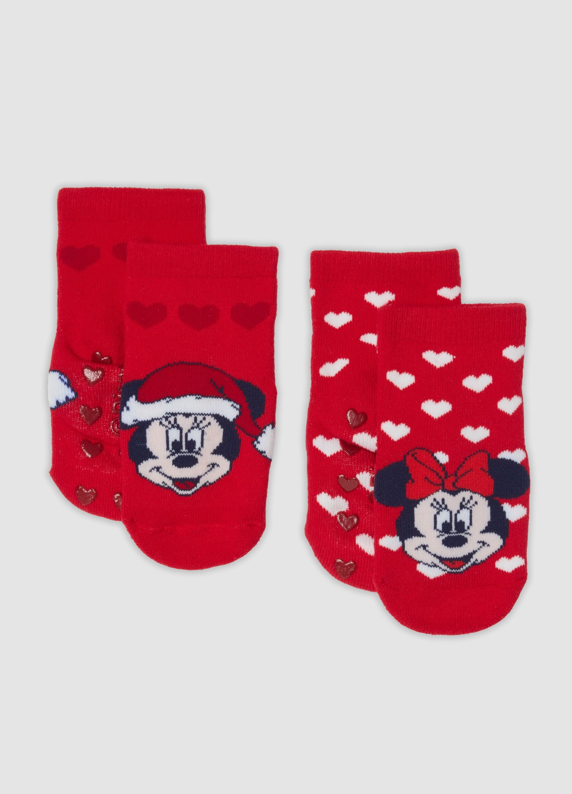 2-pack Minnie & Me organic stretch cotton non-slip socks