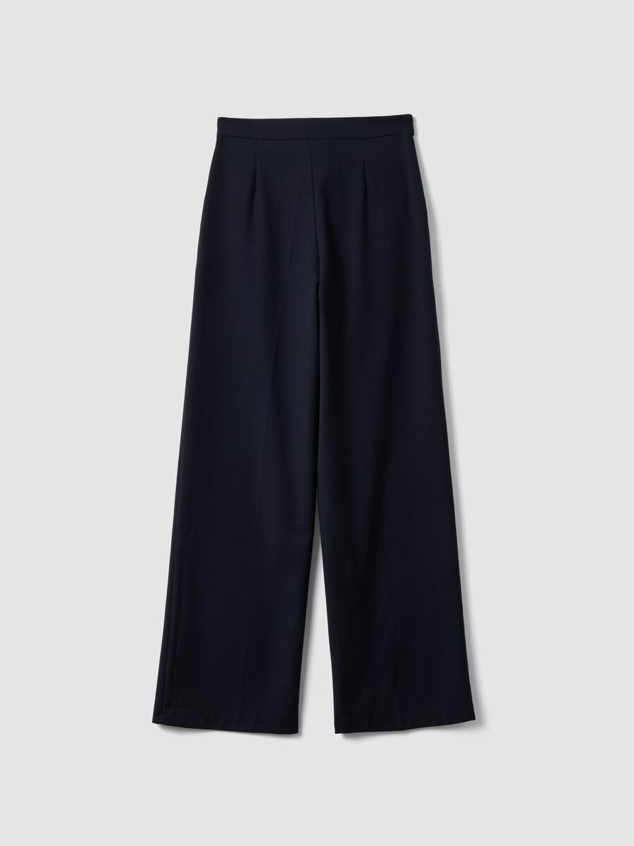 Blue stretch viscose straight-fit trousers_2