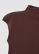 Brown fitted modal and stretch cotton T-shirt with high neck_1