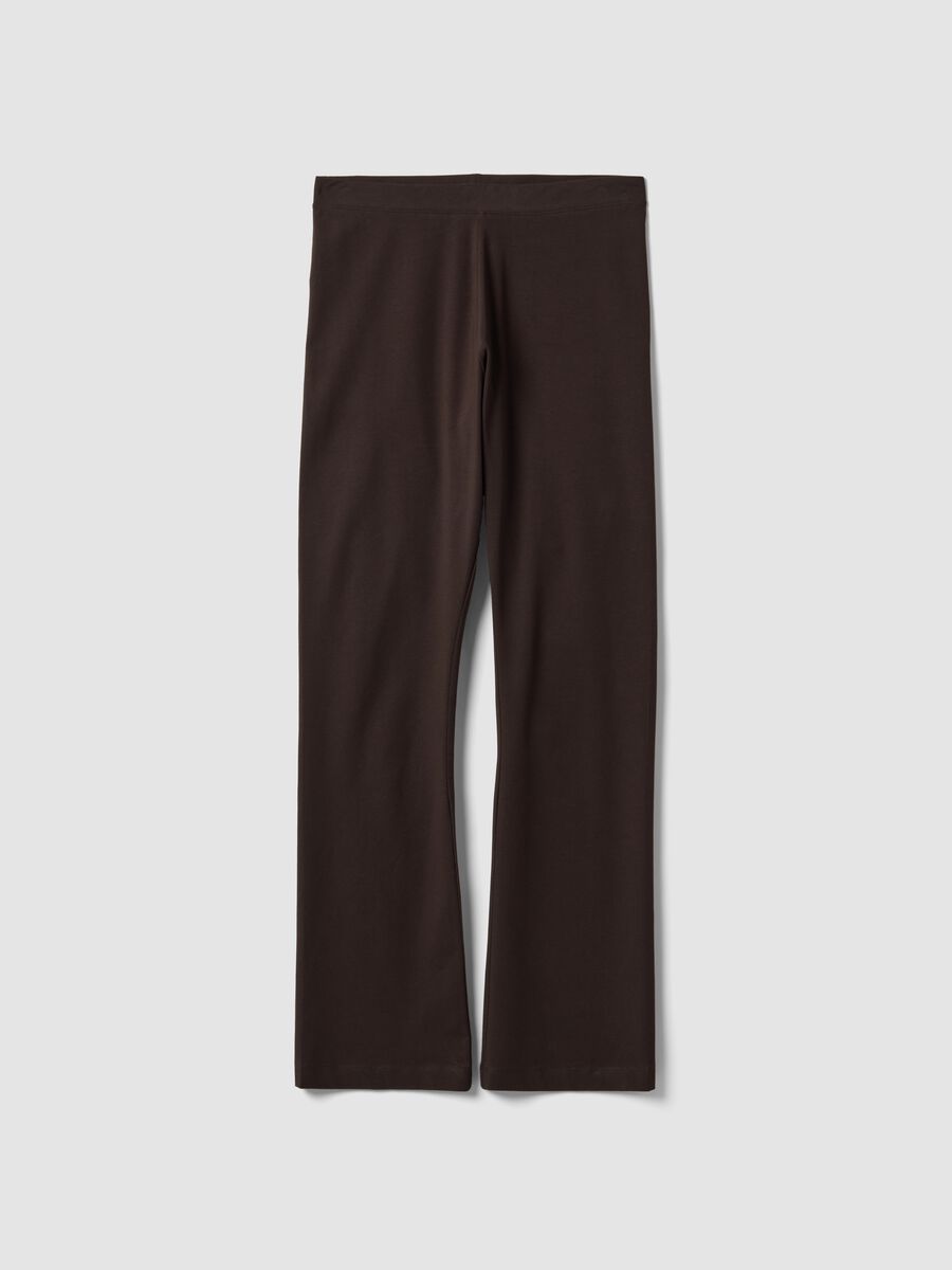 Brown flared leggings in stretch cotton_4