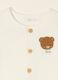 White ribbed pure cotton baby sleepsuit with teddy bear embroidery_1