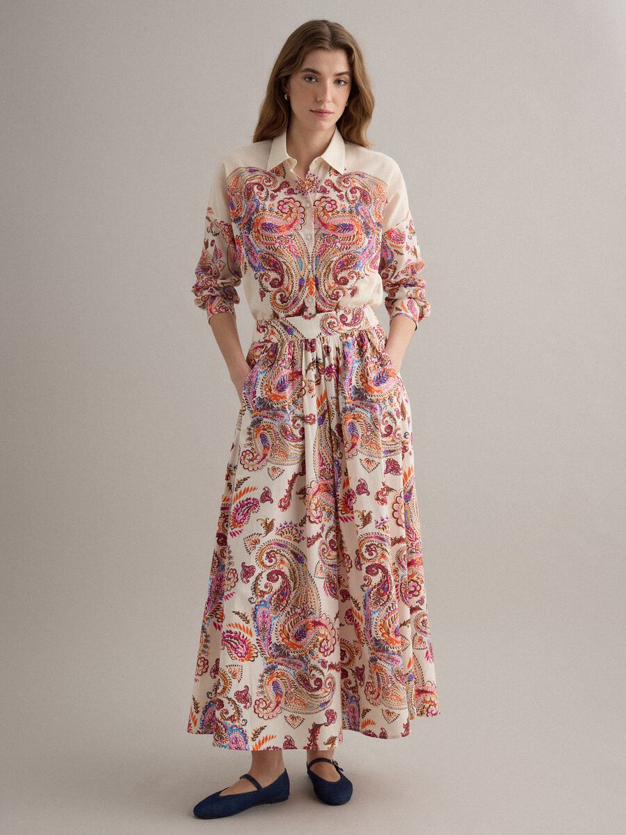 Multicoloured pure cotton maxi skirt_1