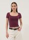 Purple stretch-cotton T-shirt with square neckline_2