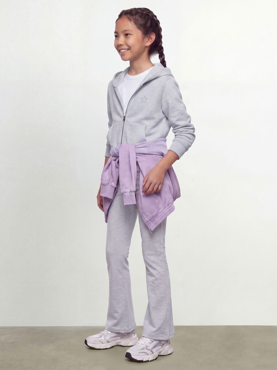 Grey hoodie in pure organic cotton with star for girls_2