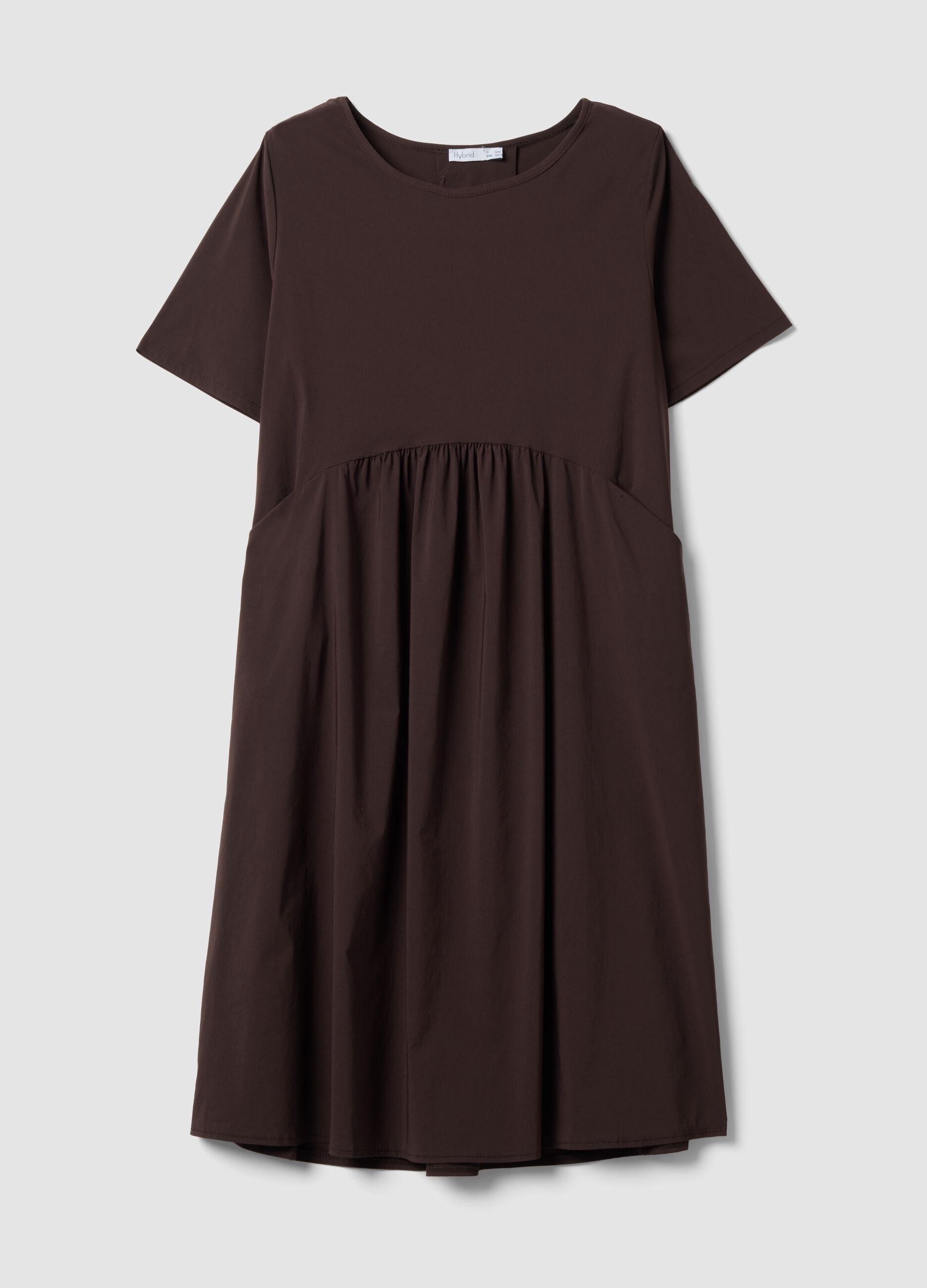 Brown midi stretch viscose dress, regular fit