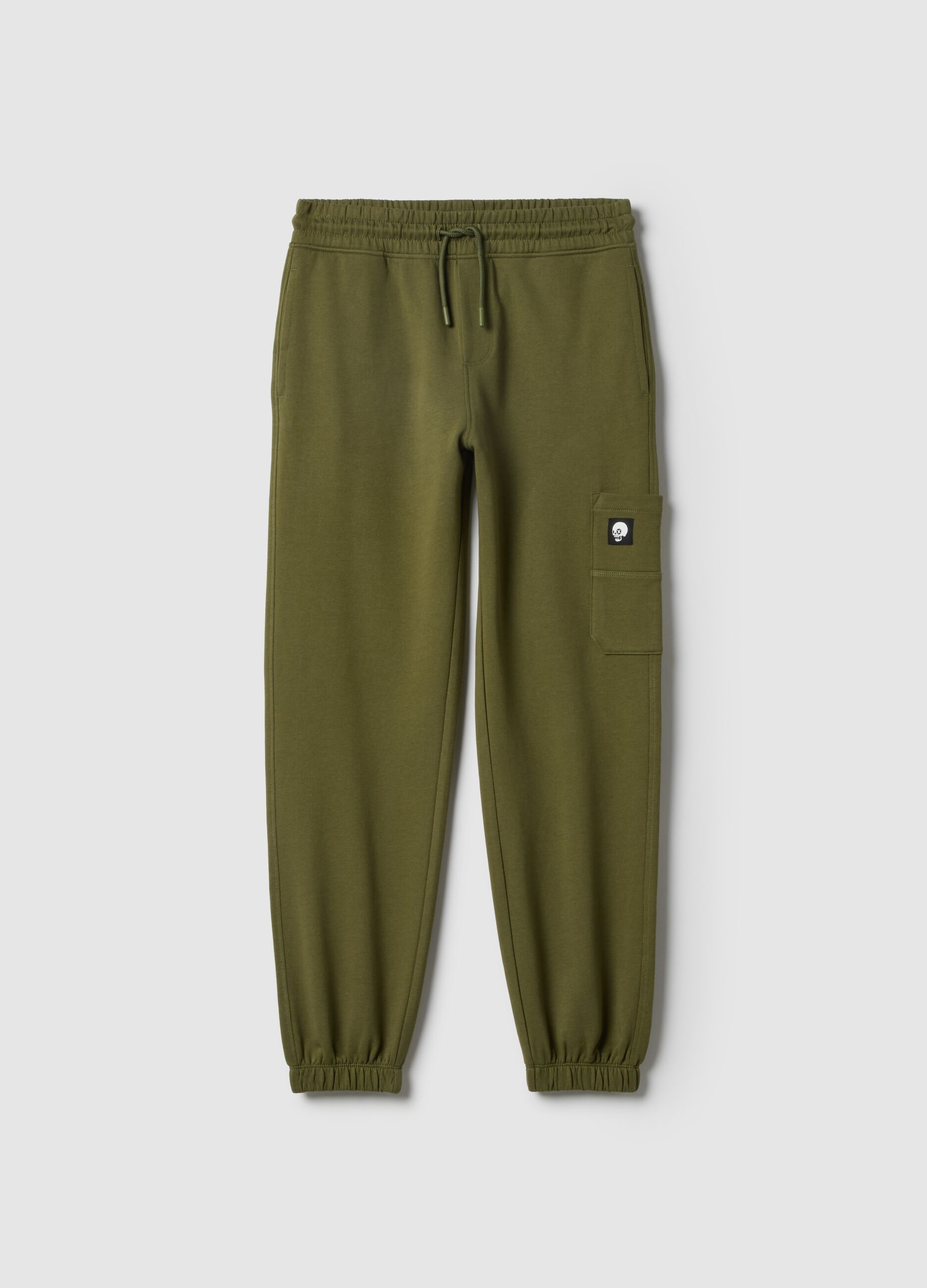 Boys' green pure cotton jogger trousers regular fit