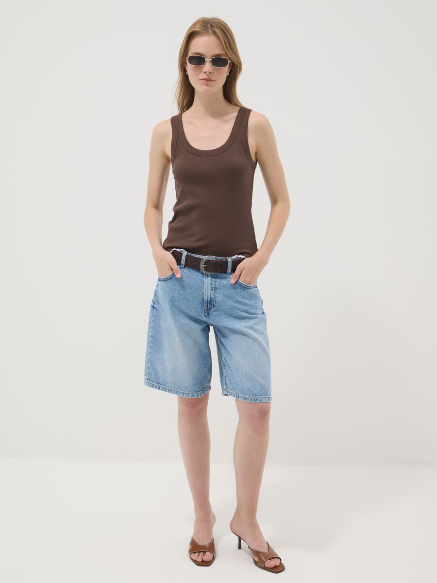 Brown pure cotton regular-fit vest top_2