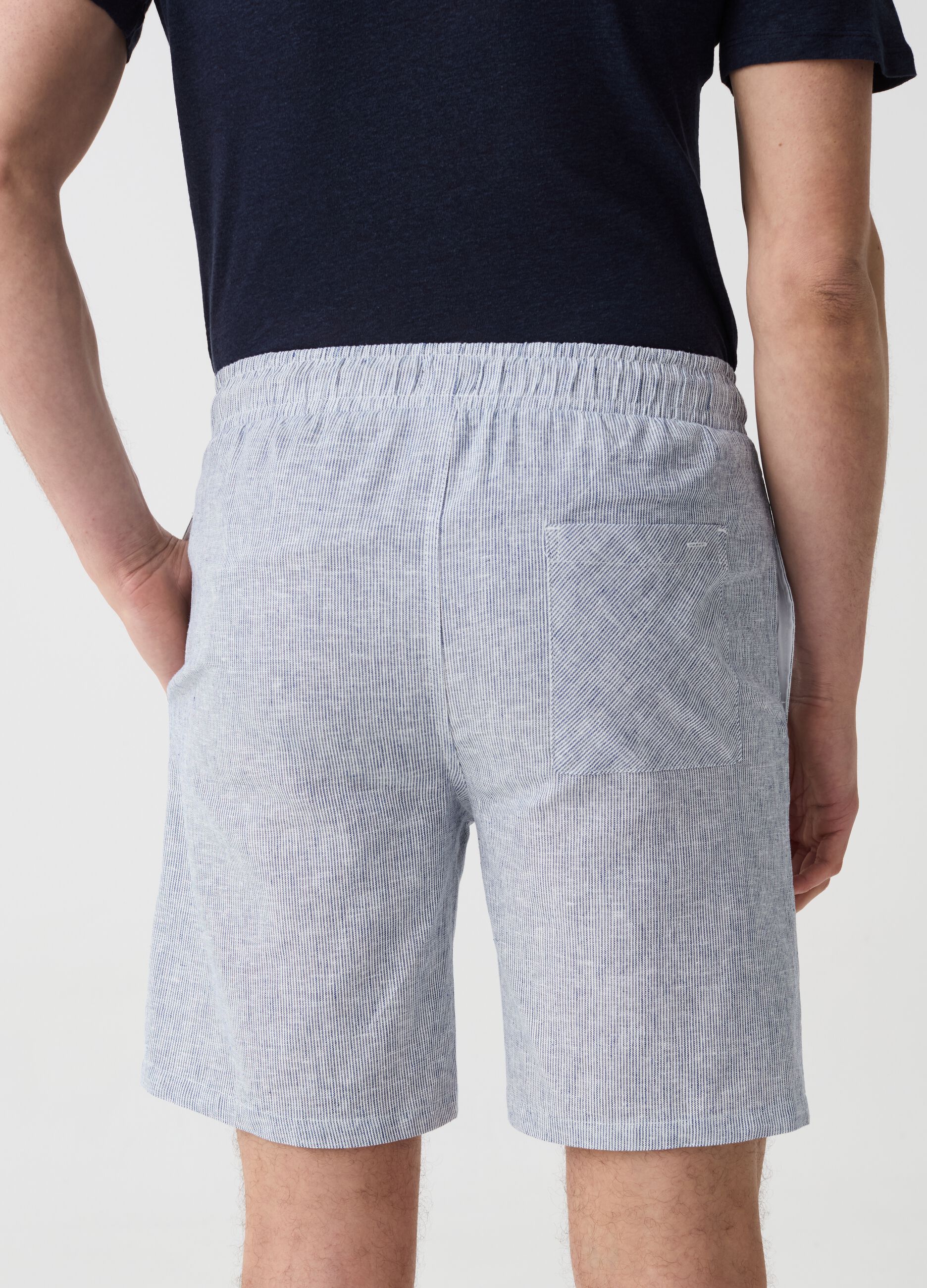 Pyjama shorts in linen and cotton