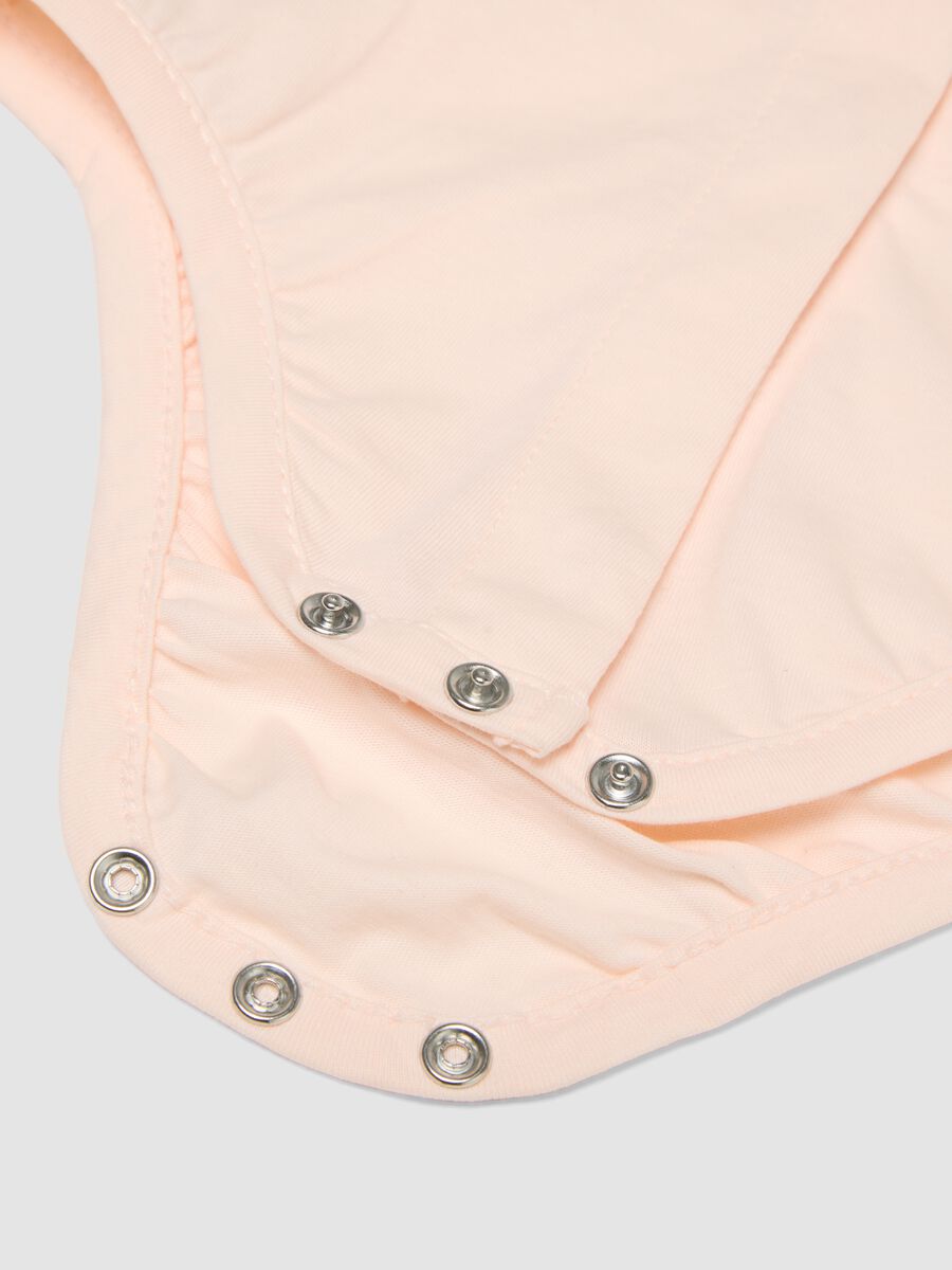 Pink pure-cotton baby girl bodysuit with collar and Minnie embroidery_3