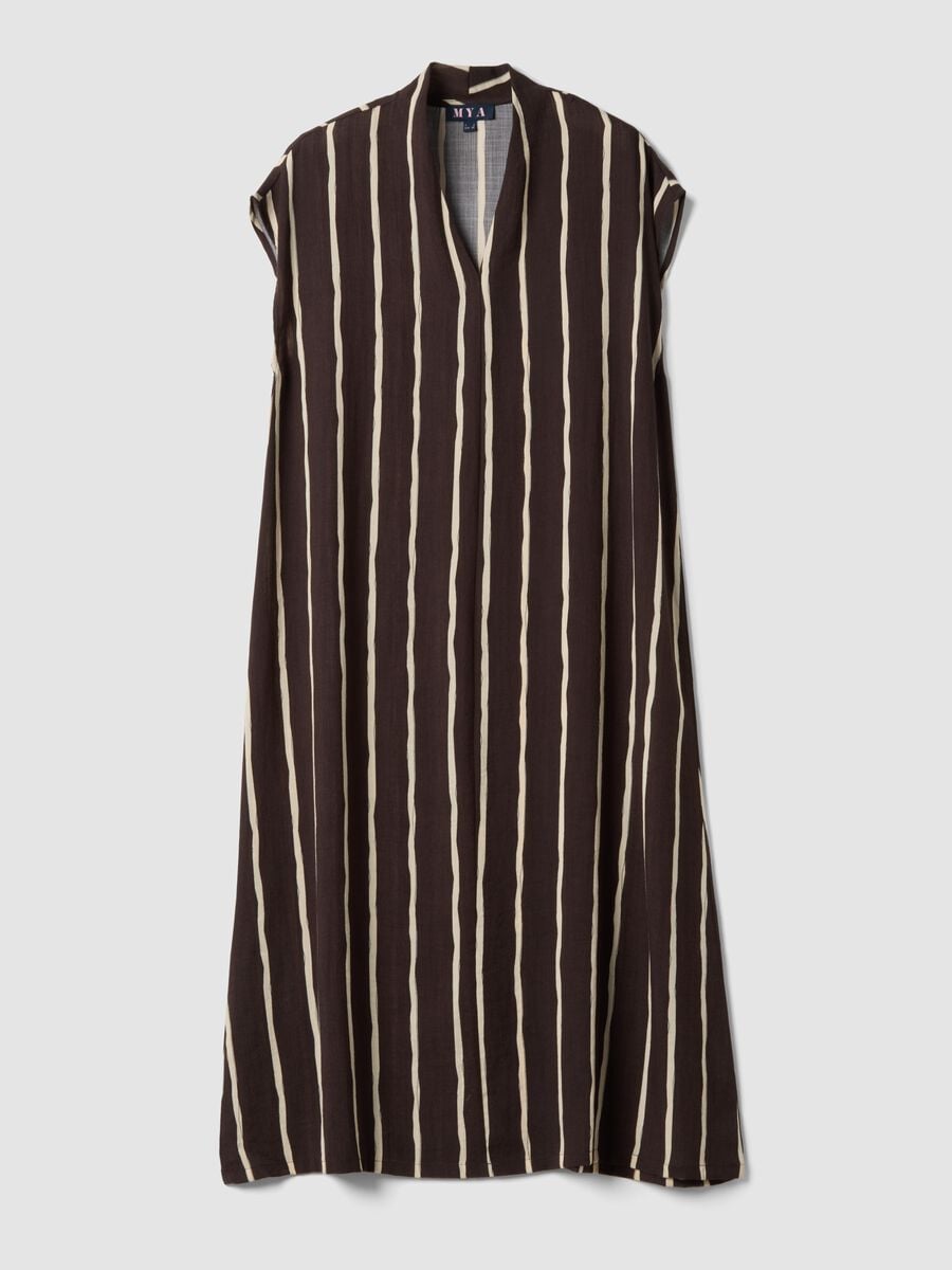Brown striped viscose-blend midi dress_5