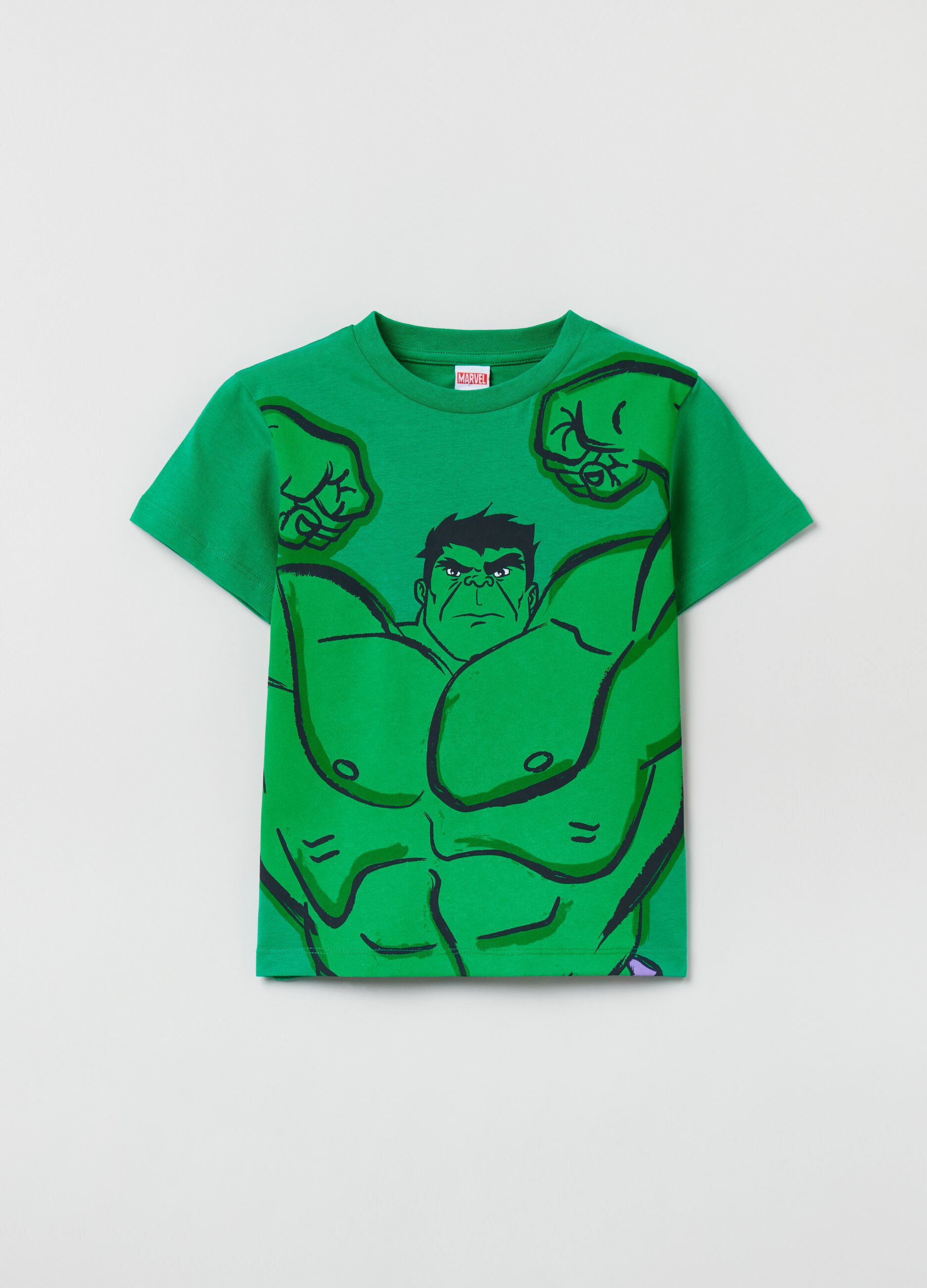 Cotton T-shirt with Incredible Hulk print