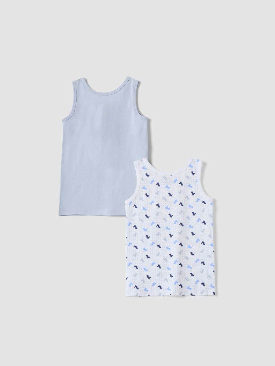 2-pack of blue and white organic cotton vests with print_1