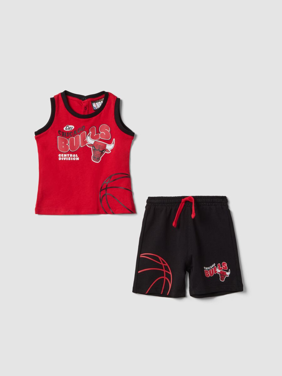Completo rosso in puro cotone con top e shorts per bimbo regular fit_0