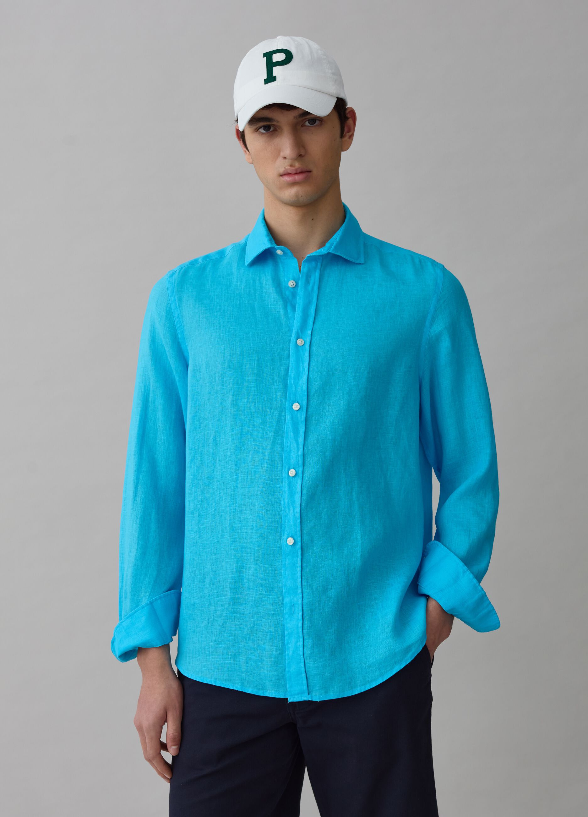 Regular-fit shirt in linen