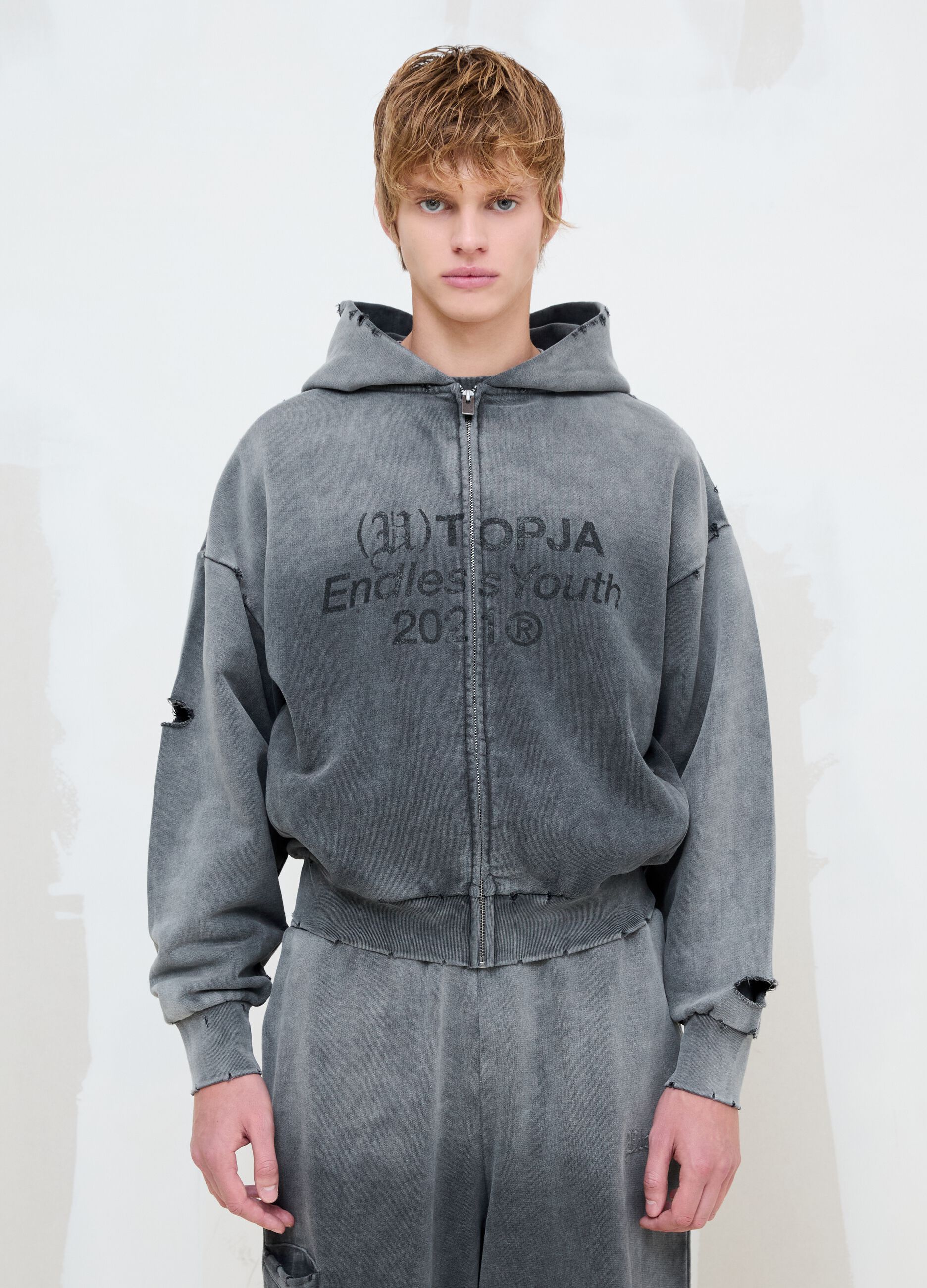 Full-Zip Hoodie Sunfaded Grey