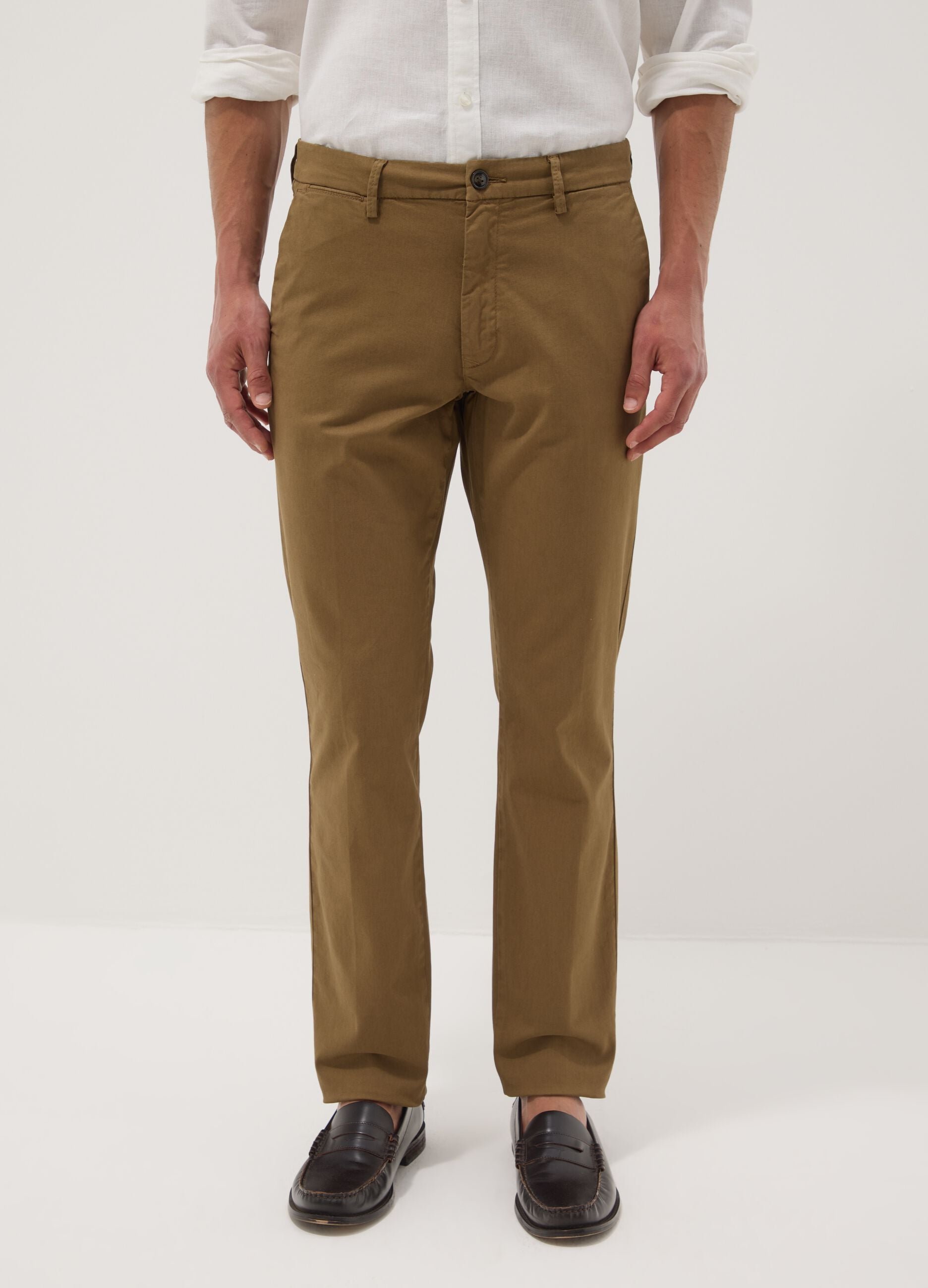 Brown slim-fit stretch-cotton chino trousers