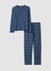 Blue V-neck pyjamas in pure organic cotton_4