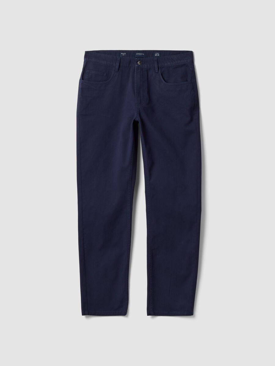 Blaue Five-Pocket-Hose aus reiner Baumwolle_0