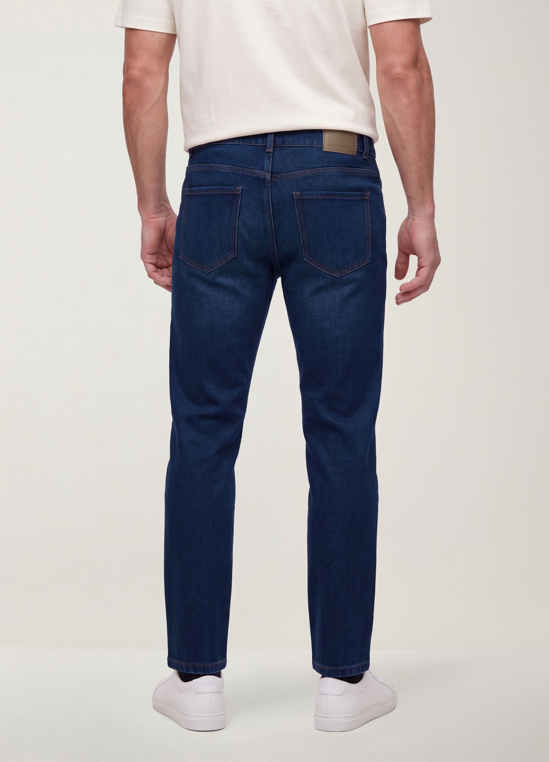 Blue denim jeans in cotton-viscose blend, regular fit
