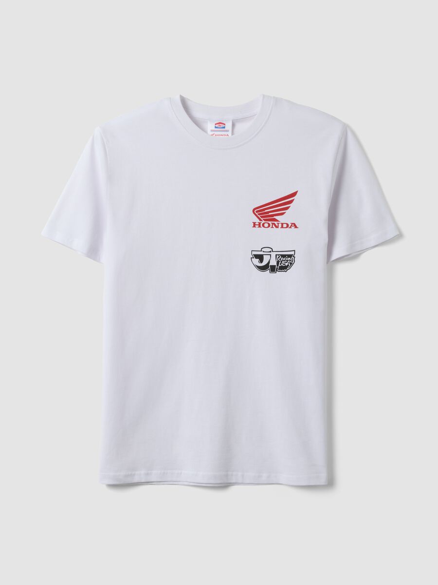 Wei&szlig;e T-Shirt aus reiner Baumwolle mit Honda-Druck, Regular Fit_4