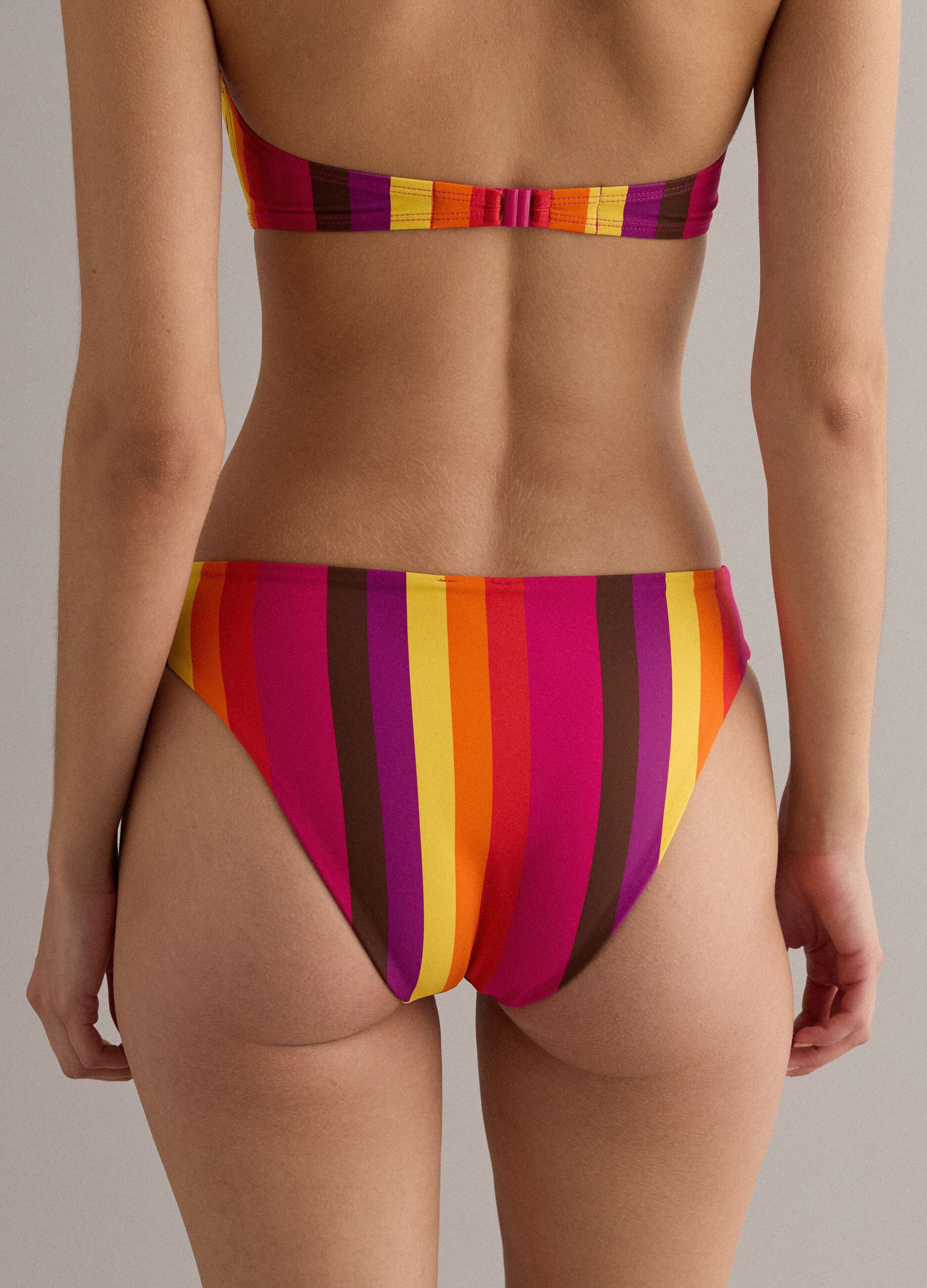 Multicolour stretch-fabric bikini bottoms