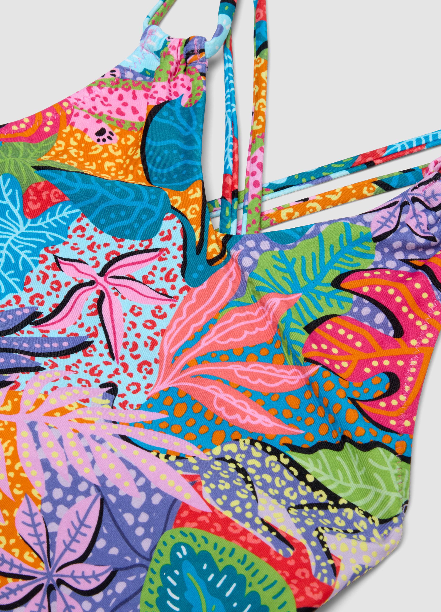 Fato de banho multicolor em tecido el&aacute;stico