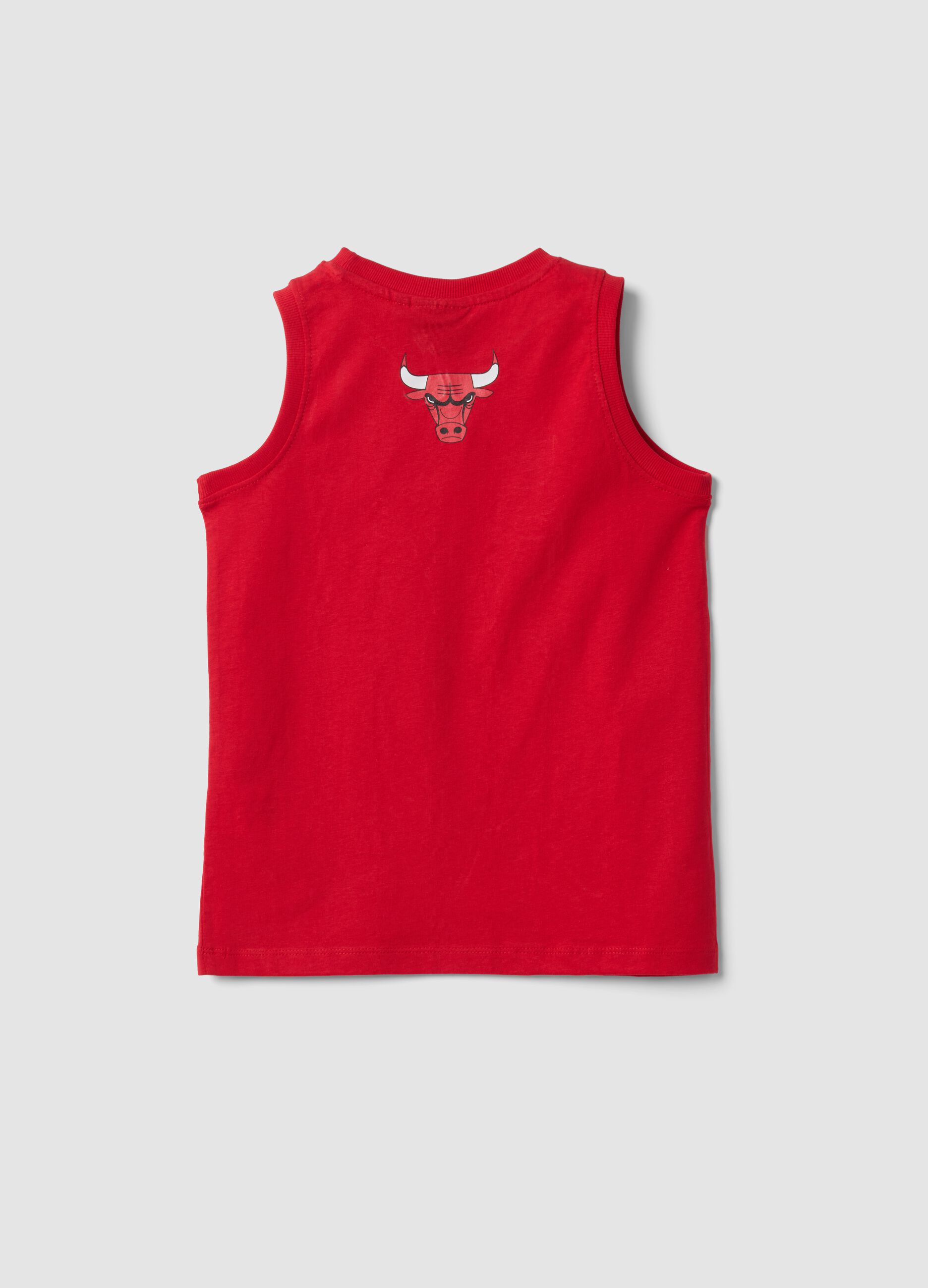 Red pure cotton vest top with front print