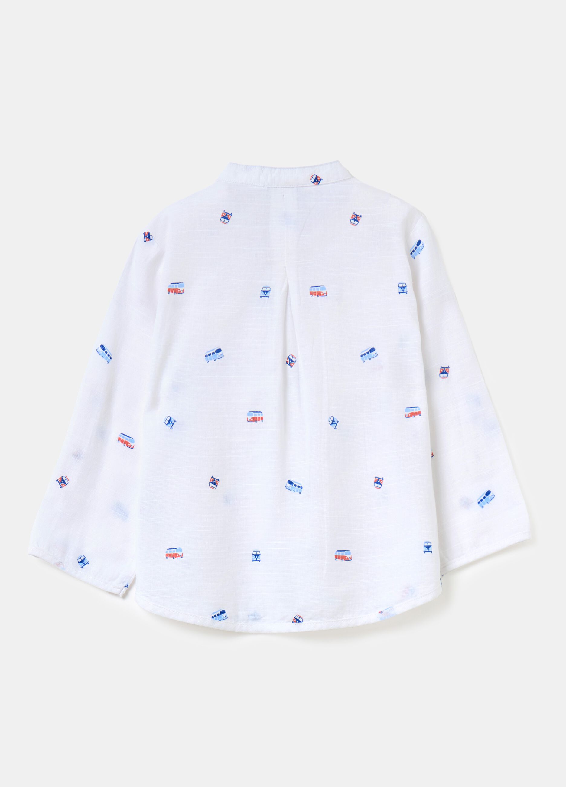 Camisa de lino y algodón con estampado