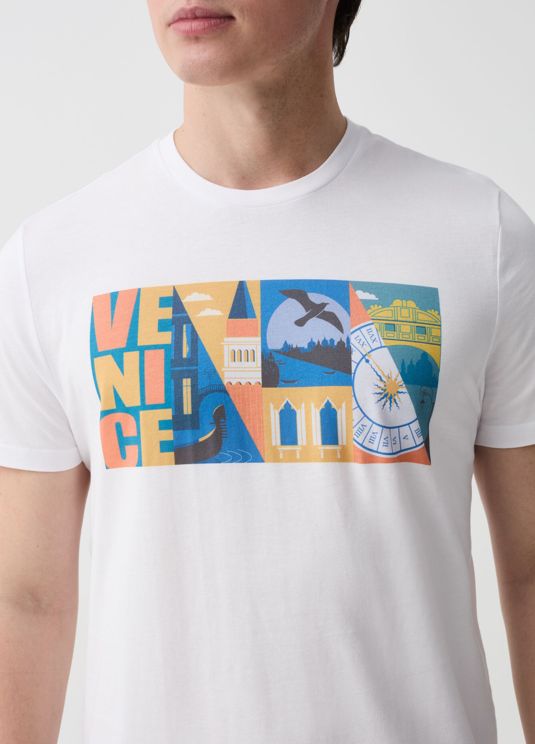 T-shirt in cotone con stampa Venezia
