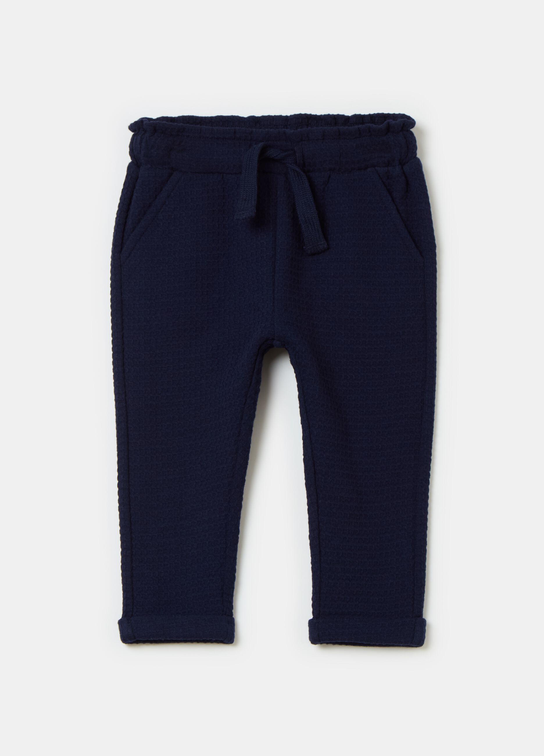 Cotton joggers with waffle weave