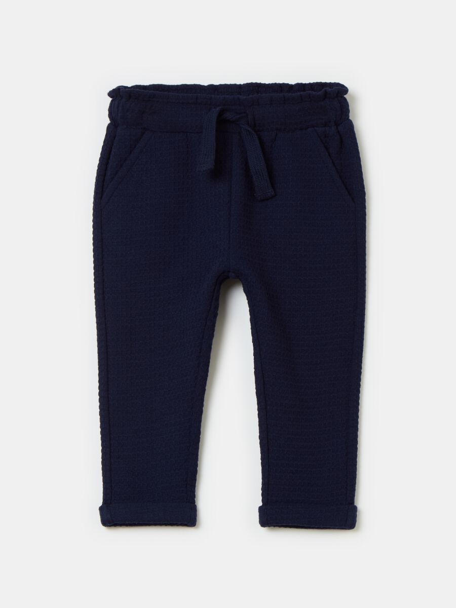 Cotton joggers with waffle weave_0