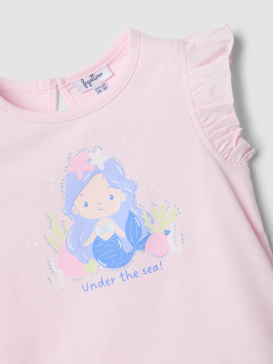 Rosa M&auml;dchen-Tanktop aus reiner Bio-Baumwolle mit Print und Volants_3