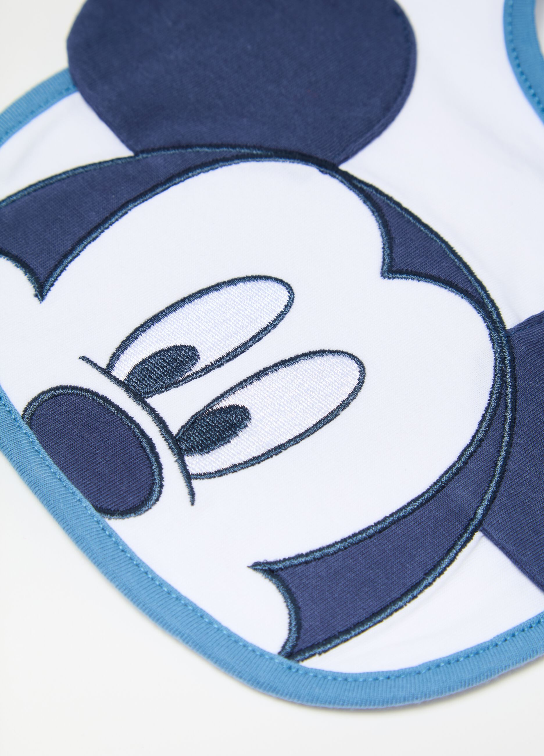 Cotton bib with Mickey Mouse embroidery