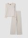 Beige stretch viscose pyjamas with crew neck_0