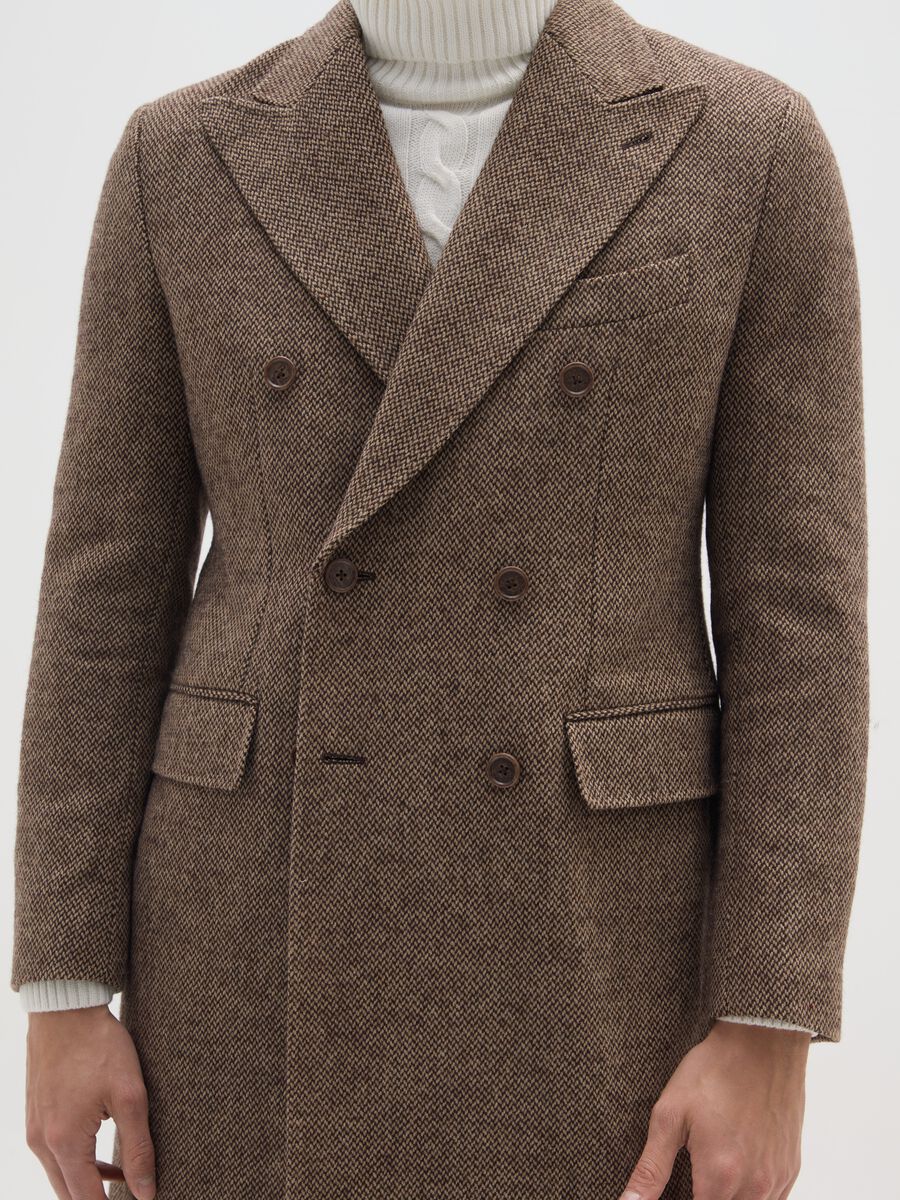 Brown Check Long Coat Regular Fit_3