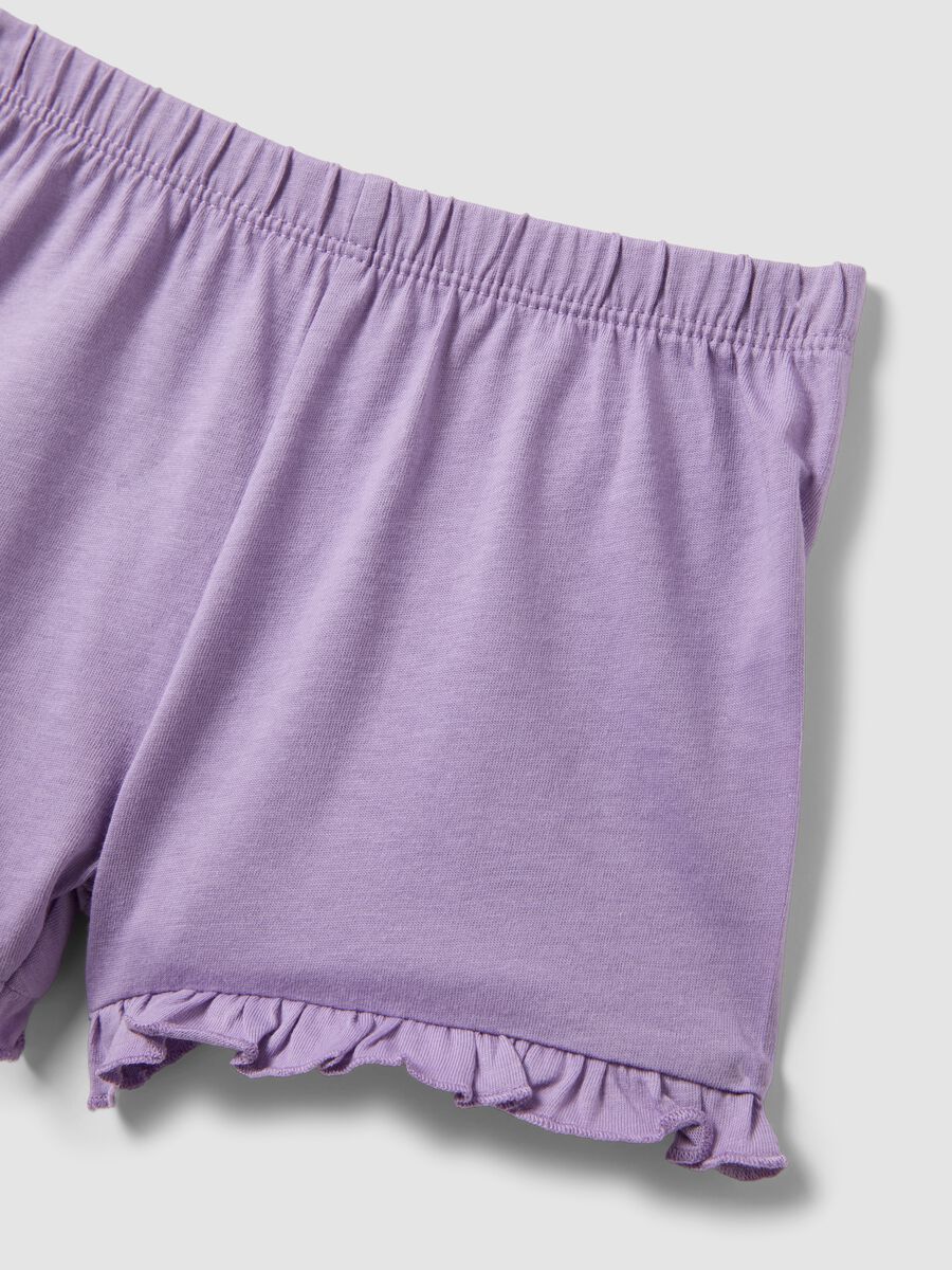 Pigiama corto in puro cotone viola da neonata regular fit con stampa_3