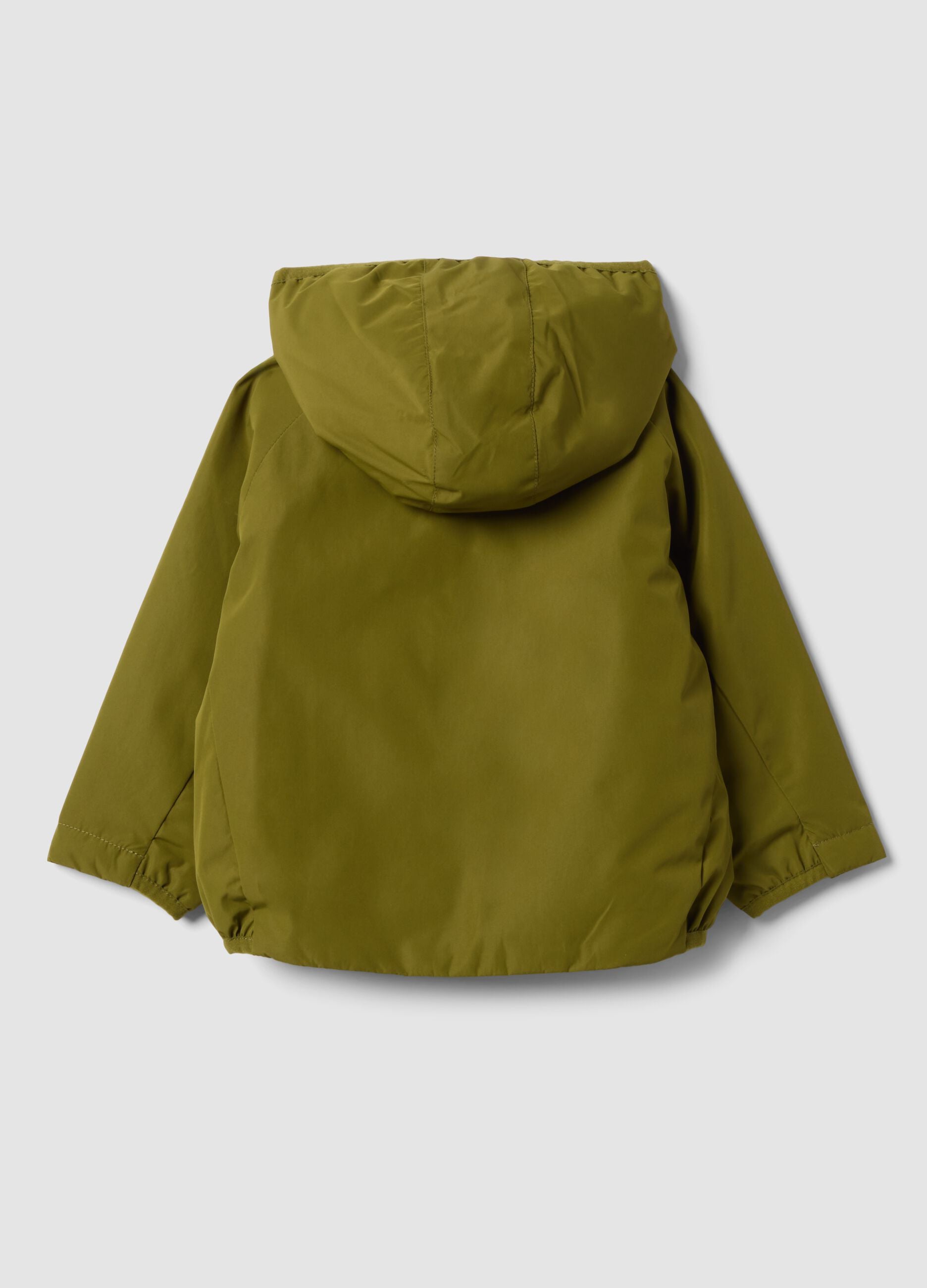 Gr&uuml;ne wasserabweisende Jacke mit Kapuze und Reissverschluss, Regular Fit f&uuml;r Jungen