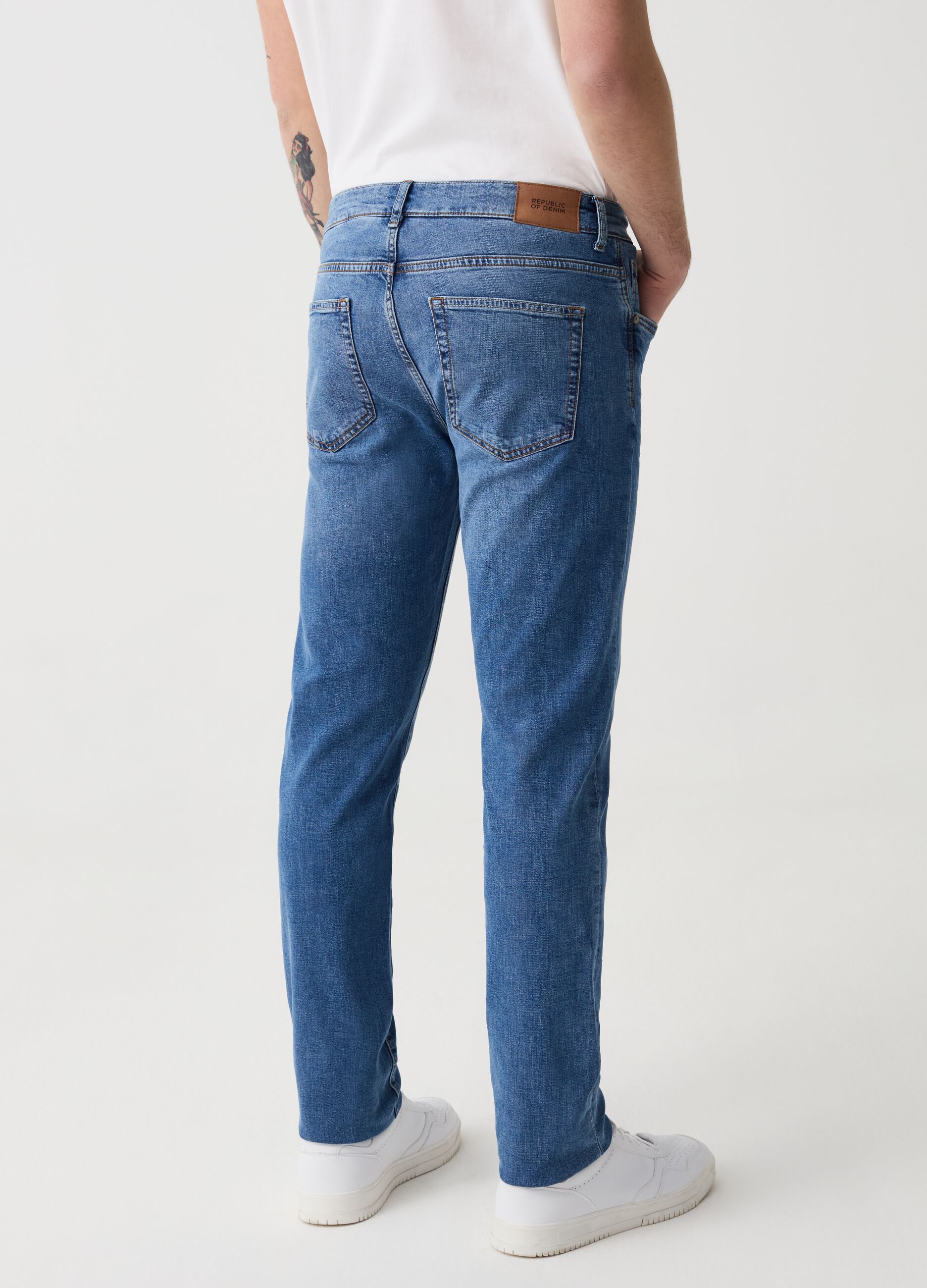 Jeans slim fit in cotone cross hatch