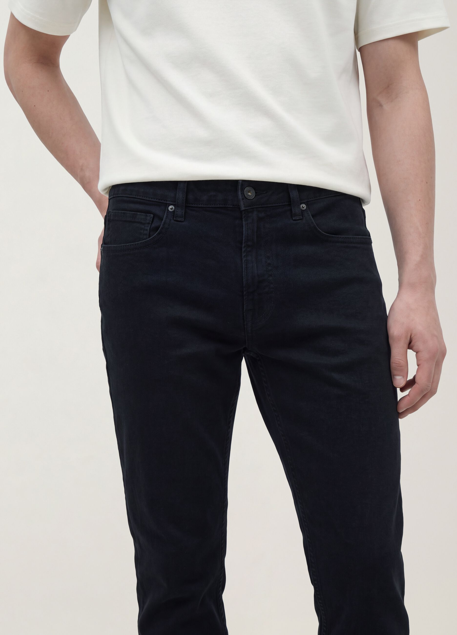 Black stretch cotton slim-fit denim jeans